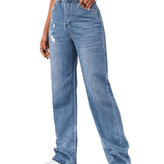 High Waist Loose Fit Straight Jeans