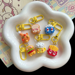 Drumsticks Burger Garlic Keychain Decoration for Car Keys Backpacks Wallets