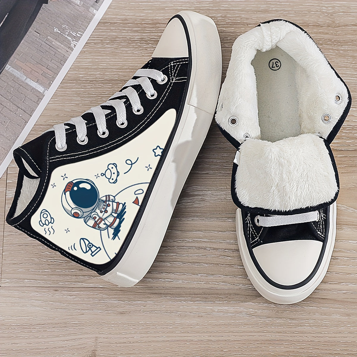 Astronaut Plush Lined Thermal Chunky Canvas Sneakers