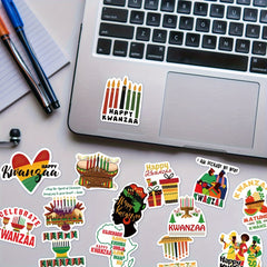 50pcs Kwanzaa Stickers for DIY Decorative Water Cup, Phone Case, Notebook
