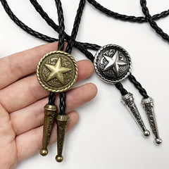 Retro Pentagram Pendant Buckle Necktie for Men and Women