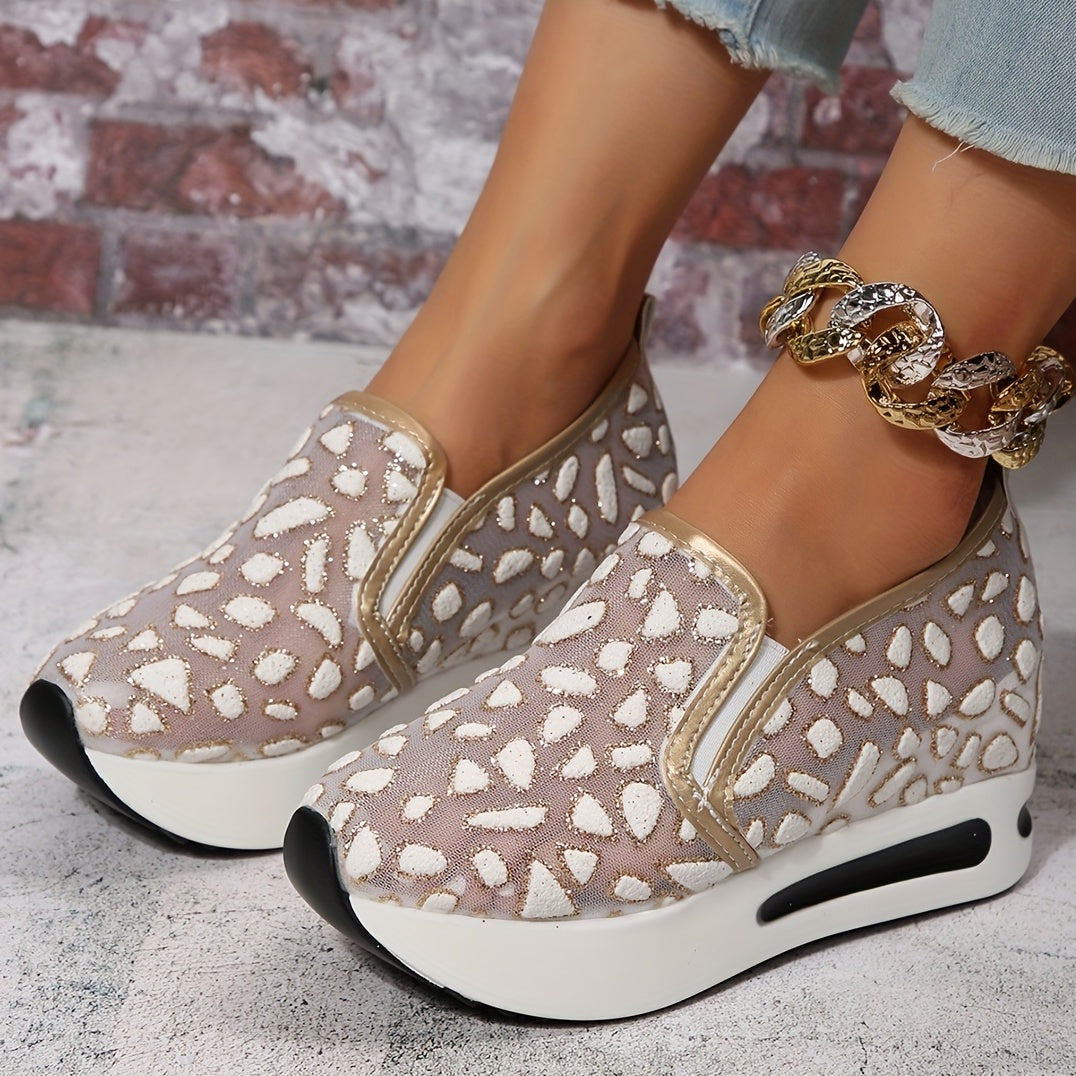 Women's Mesh Platform Slip On Sneakers Comfortable Outdoor Shoes