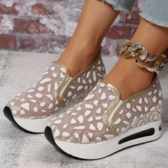 Women's Mesh Platform Slip On Sneakers Comfortable Outdoor Shoes