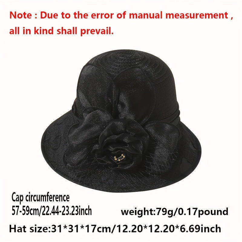 Vintage Organza Sun Hat Mesh Flower Bucket Hat Outdoor Beach Hats