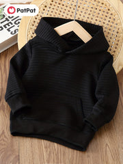 Boys Casual Textured Pullover Hooded Sweatshirt