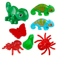 5pcs Small Particle Building Blocks Chameleon Lizard Climbing Pet Scene