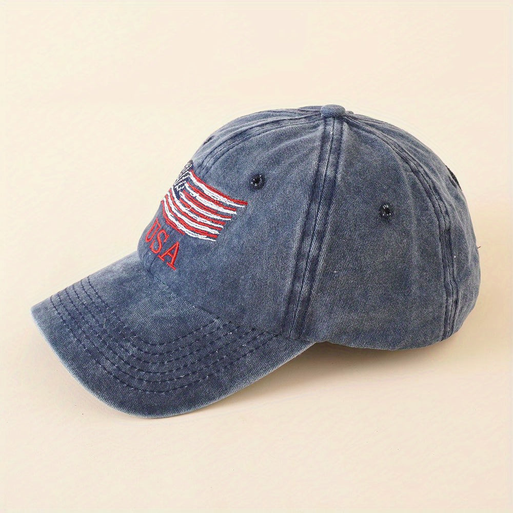 American Flag Embroidery Curved Brim Dad Hat Unisex Adjustable Sun Hats