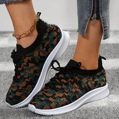 Women's Print Mesh Breathable Sports Shoes Lightweight Non slip Travel Shoes