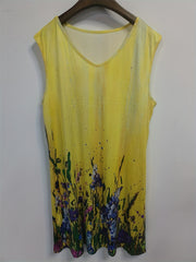 Women's Plus Ombre & Floral Print V Neck Tank Dress