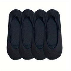 4 Pairs Solid No Show Socks Lightweight Low Cut Ankle Socks Women's Stockings