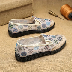 Women's Colorful Ball Print Flat Shoes Hemp Rope Low Top Slip On Shoes