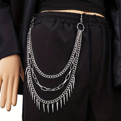 Alloy Geometric Pendant Chain Hip Hop Denim Waist Belt
