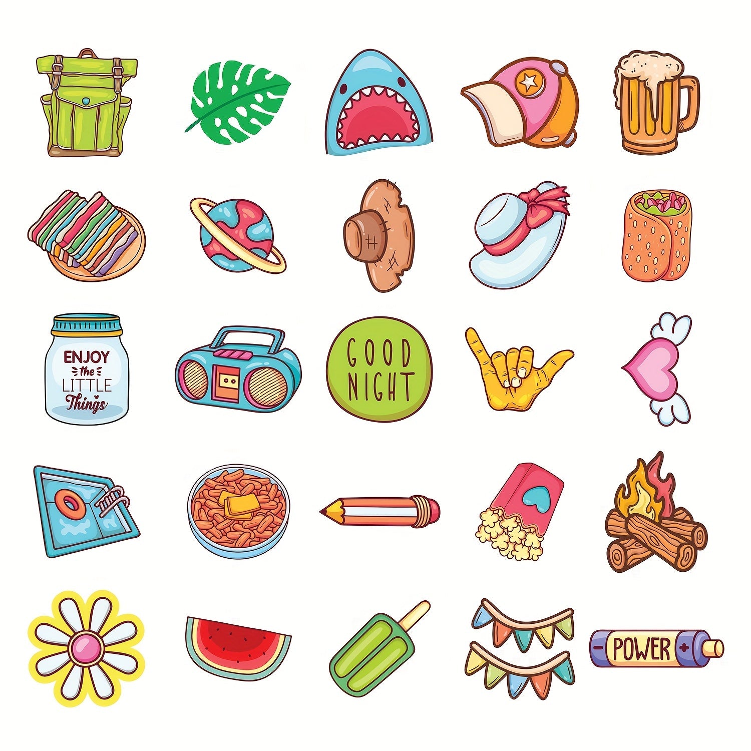 50pcs Water Bottles Waterproof Vinyl Stickers for Laptop Skateboard