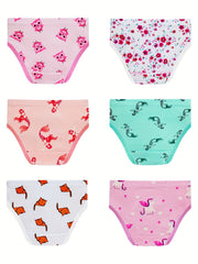 6pcs Girl's Triangle Panties Cartoon Pattern Elastic Waist Shorts 100 Cotton