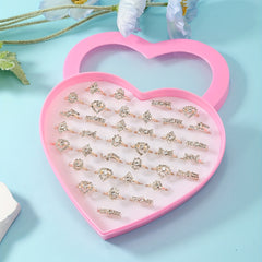 36pcs Girls Rhinestone Rings Set for Kids Gifts
