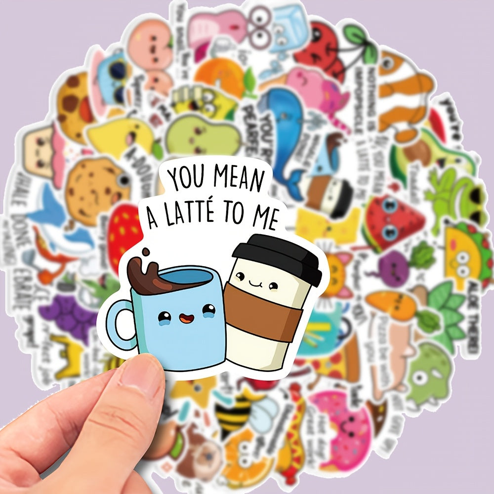 50pcs Cartoon Animal Encouragement Stickers for Phones Laptops Notebooks