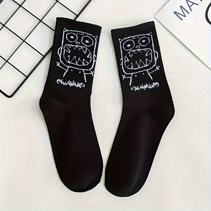 5 pairs Men's Funny Print Crew Socks for Basketball Sport Casual
