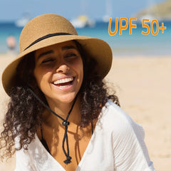 Wide Brim Sun Hat With Wind Lanyard Classic Summer
