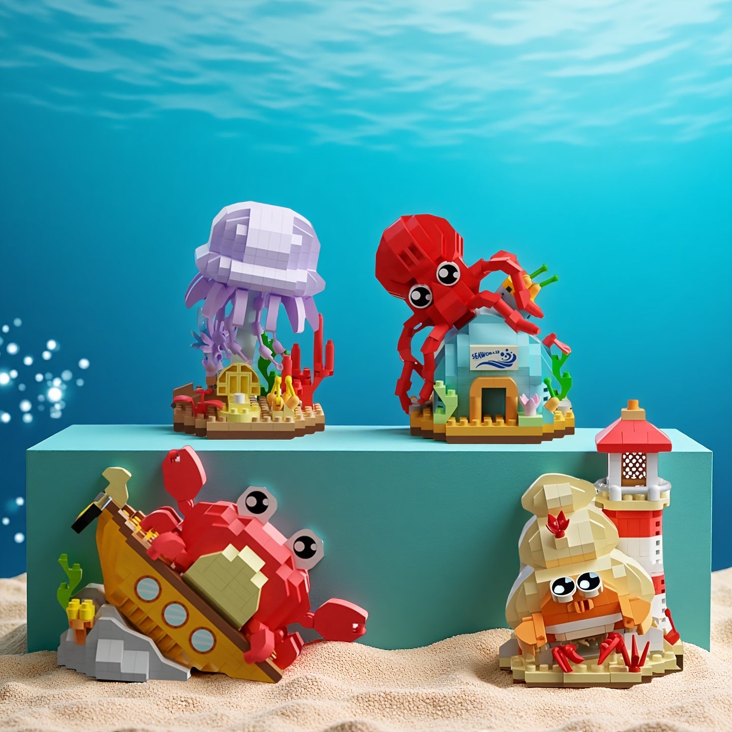 Ocean Animal Building Blocks Set ABS Material Enhances Hand Skills