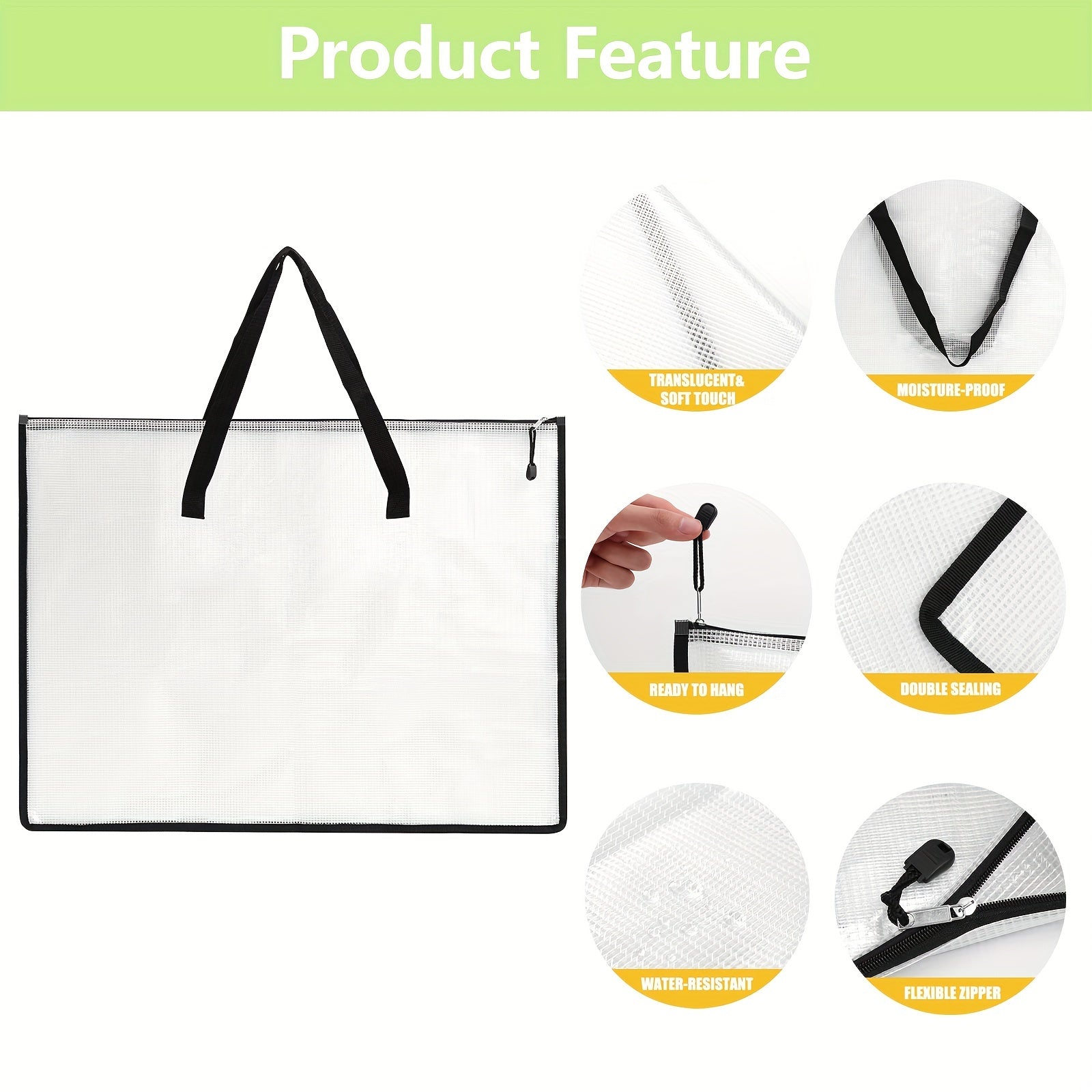 4pcs Artwork Bag Artwork Organizer Zipper Handle Posters Scrapbooking