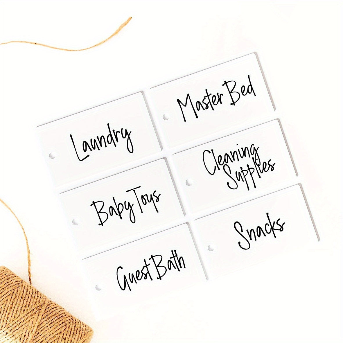 8pcs Basket Tags Label Holders Jute String Acrylic Hanging Tags Labels