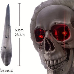 LED Skull Ornament with Red Eye and Spider - Halloween Decoration