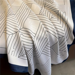 Square Scarf Geometric Pattern Shawl Women Head Wrap Bandana Windproof Kerchief
