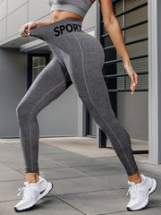Letter Pattern Fitness Yoga Pants High Waist Running Sports Leggings