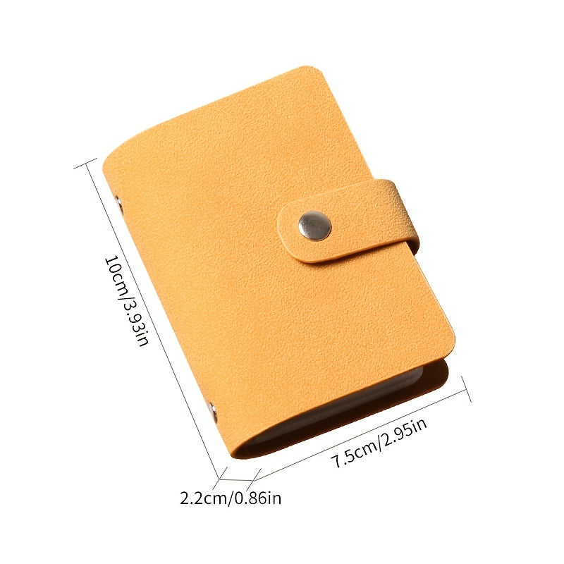 Stylish Large Capacity Matte Leather Card Holder - 24 Slots