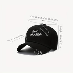 Stylish Baseball Cap with Iron Ring Decoration for Students and Young Adults