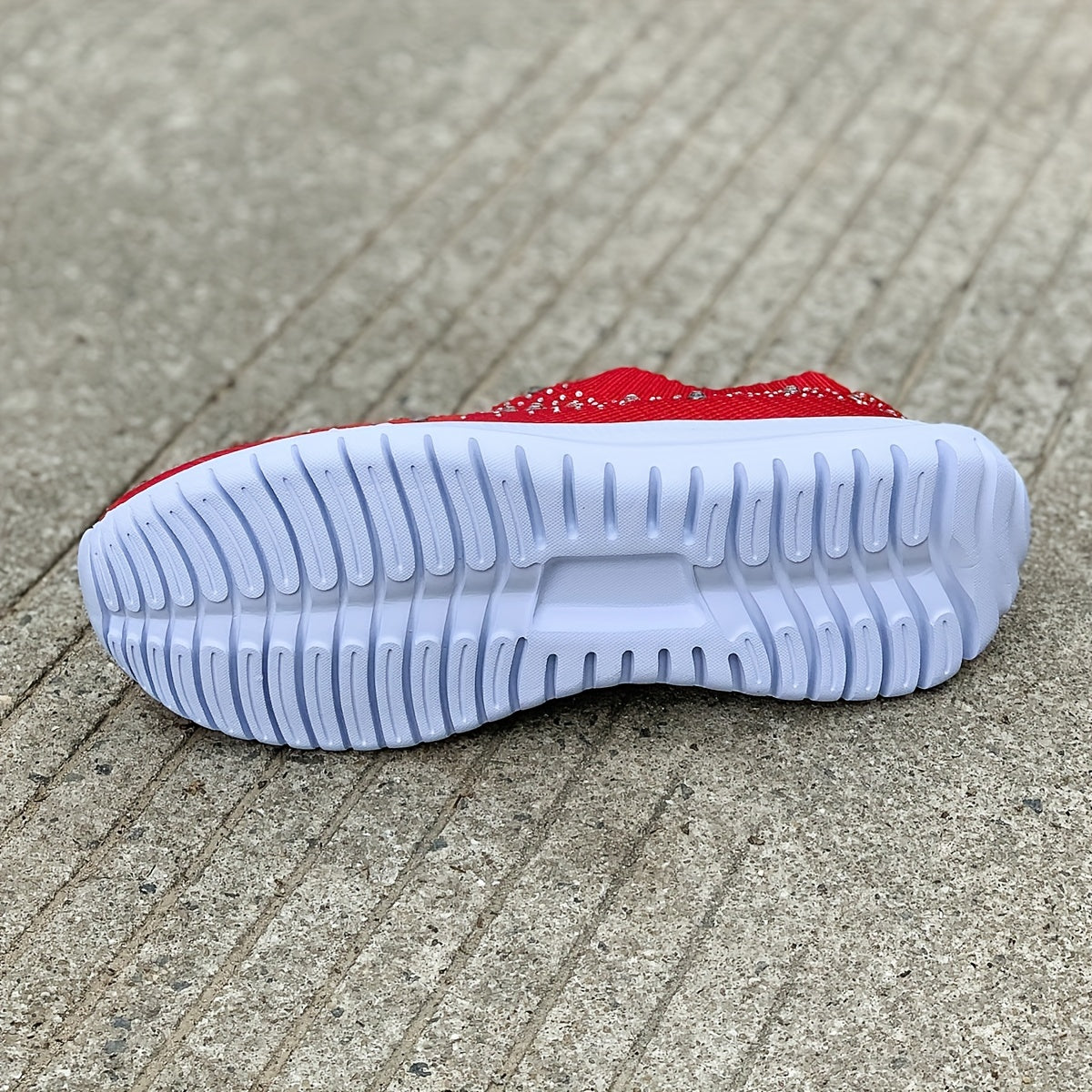 Women's Rhinestone Sock Shoes Low Top Slip On Flat Casual Walking Shoes