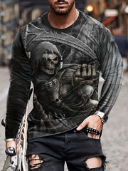 Skeleton 3D Print Men's Long Sleeve Tee Autumn Stylish Tee