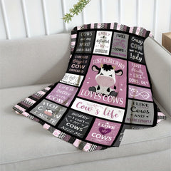Winter Warm Flannel Cow Print Blanket Outdoor Camping Warm Throw Blanket
