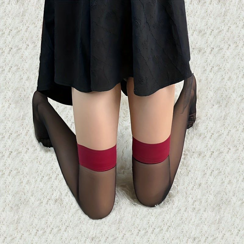 Colorblock Thigh High Stockings Smooth Lace Over the Knee Socks