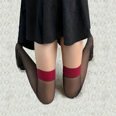 Colorblock Thigh High Stockings Smooth Lace Over the Knee Socks
