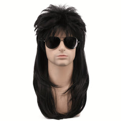 Men's Long Curly Hair Rock Costume Party Halloween Wig