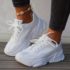 Women's Chunky Platform Sneakers Lace Up Casual Walking Shoes