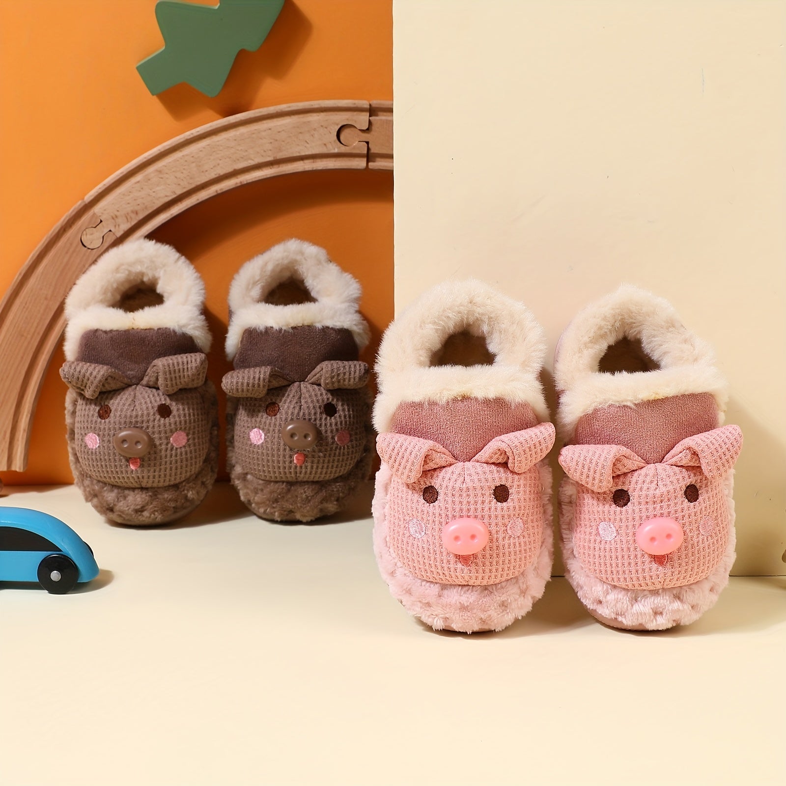 Girls' Warm Cozy Animal Slides Soft Slippers Plush Comfy Non-slip Shoes