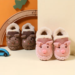 Girls' Warm Cozy Animal Slides Soft Slippers Plush Comfy Non-slip Shoes