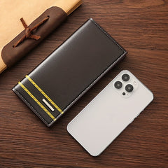 Men's Casual Litchi Embossed Long Wallet With Card Slots