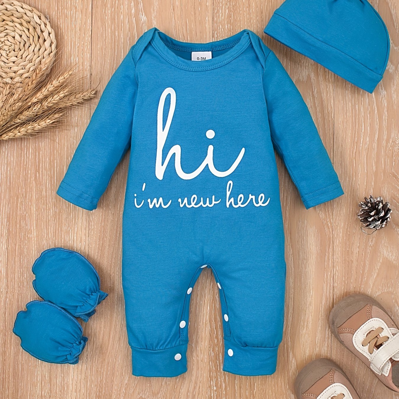Casual & Comfy HI I M HERE Print Outfit Baby Boys Set