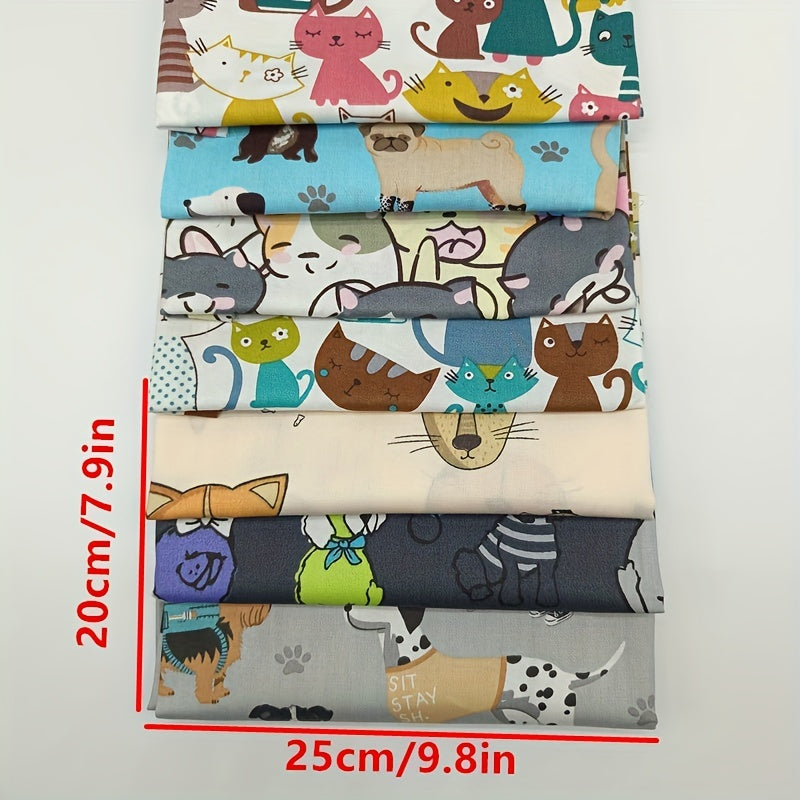 7pcs Animal Pattern Printed Fabric Bed Sheet Quilt Cover DIY Doll Patchwork