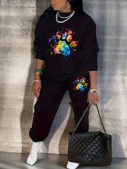 Tie Dye Paw Print Fleece Sweatshirt & Jogger Set