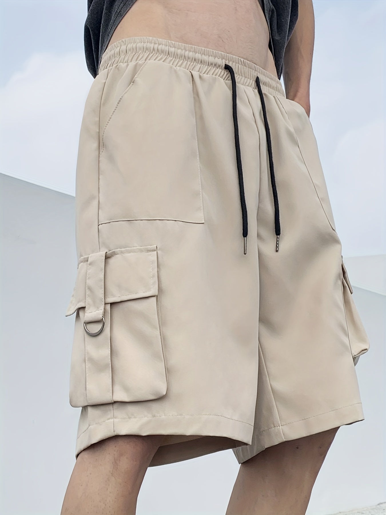 Men's Casual Cargo Shorts with Drawstring Waist - Summer Outdoor Activities