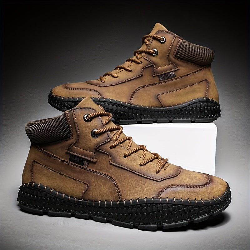 Men's Casual Stitch Solid Low Top Lace up Boots