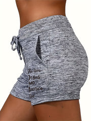 American Flag Drawstring Shorts for Women