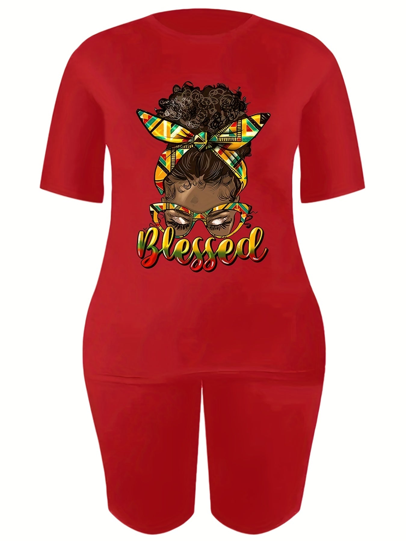 Casual T Shirt & Biker Shorts Set Women's Outfit