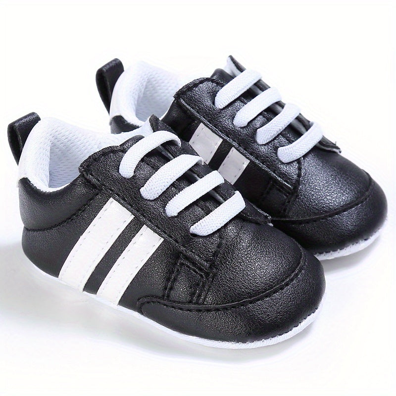 Striped Crib Shoes for Baby Boys & Girls Lightweight Non Slip First Walkers