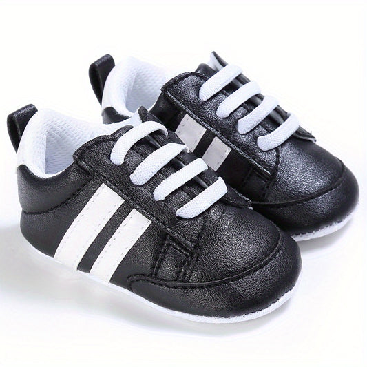 Striped Crib Shoes for Baby Boys & Girls Lightweight Non Slip First Walkers