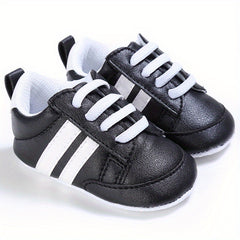 Striped Crib Shoes for Baby Boys & Girls Lightweight Non Slip First Walkers